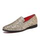 Homme Mocassins et Slip On Chaussures de nouveauté Grandes Tailles Mocassins de conduite Nouveauté Mocassins Marche Mariage Casual Soirée Evénement Paillettes Cuir Paillette Argent Noir Dorée