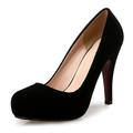 Femme Chaussures à Talons Escarpins Talons Couleur Pleine Escarpins Bout rond Daim Mocassins Noir Rouge Vert foncé