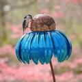 Mangeoire à oiseaux à fleurs en plein air, décoration de printemps 78 cm de hauteur mangeoire à oiseaux à fleurs en métal suspendue mangeoire à colibris jardin fournitures pour oiseaux en métal extérieur alimentation pour oiseaux de compagnie...