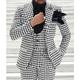 costumes de bal pour hommes noirs et blancs costumes de mariage pied-de-poule en tweed plaid à carreaux épais 3 pièces mode affaires formelle coupe ajustée simple boutonnage veste gilet pantalon