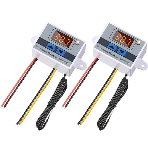 xh-w3001 module de contrôleur de température à led numérique commutateur de thermostat numérique avec sonde étanche programmable chauffage refroidissement plage de thermostat électronique de -50? à