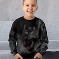 Garçon 3D Chat Sweatshirt Pullover manche longue 3D effet Printemps Automne Mode Vêtement de rue Frais Polyester Enfants 3-12 ans Col Ras du Cou Extérieur Casual du quotidien Standard