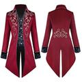 Rétro Vintage Punk et gothique Epoque Médiévale 18ème siècle 17ème siècle Manteau Costume de Cosplay Smoking Tailcoat Prince Vampire Gentilhomme Grandes Tailles Homme Brodée Halloween Carnaval