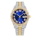 Montre à Quartz pour Hommes Montre Hip Hop Complètement Diamant Montre de Luxe en Acier Inoxydable Montres Analogiques Cadeau Petit Ami