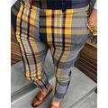 Homme pantalon de costume Pantalon Chino Bouton Poche Plaid Confort Mariage du quotidien Mode Style classique Jaune Rouge Micro-élastique