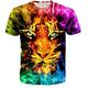 T-shirt Garçon Enfants Manche Courte 3D effet Animal tigre Col ras du cou Arc-en-ciel Enfants Hauts Printemps Eté Actif Sportif Mode Extérieur du quotidien Standard 3-12 ans
