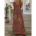 robe longue femme robe maxi tenue décontractée robe imprimée graphique floral mode moderne vacances quotidiennes vacances manches courtes robe col en v coupe classique vin rose blanc été printemps s m l xl 2xl 3xl 4xl 5xl