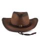 chapeau de cowboy en paille tissée avec bande de chapeau large bord cowboy ouest chapeau de cow-girl hommes femmes costume vintage cosplay vacances chapeau de vacances