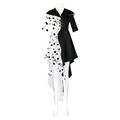 Cent un Dalmatiens Cruella De Vil Costume de Cosplay Tenue Costume de fête Femme Cosplay de Film Rétro Vintage Mode Le style mignon Noir Carnaval Mascarade Manteau Gants