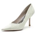 chaussures de mariage pour femmes chaussures de demoiselle d'honneur de mariée robe quotidienne élégante mode chaussures mignonnes noir blanc ivoire dentelle broderie stiletto escarpins à bout pointu fête de mariage