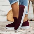 Femme Ballerines Slip-Ons Grandes Tailles Chaussures de confort Extérieur du quotidien Couleur unie Eté Talon Plat Bout rond Sportif Décontractées Confort Marche Maille Mocassins Rouge vin Noir Beige