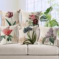 Lot de 5 taies d'oreiller décoratives pour canapé, canapé ou lit design moderne de qualité feuilles floral pays coton/faux lin taie d'oreiller pour canapé canapé lit chaise