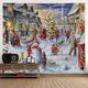 Noël Père Noël Fête de Noël Grande tapisserie murale Art Photo Fond Toile de fond Décor Suspendu Maison Chambre Salon Décoration Arbre Renne Bonhomme de neige Elk Flocon de neige Bougie Cadeau