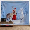 Noël Père Noël Fête de Noël Grande tapisserie murale Art Photo Fond Toile de fond Décor Suspendu Maison Chambre Salon Décoration Arbre Renne Bonhomme de neige Elk Flocon de neige Bougie Cadeau