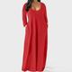 Robe droite courbe pour femmes grande taille couleur unie col bateau manches longues printemps automne basique décontracté maxi longue robe robe de vacances quotidienne