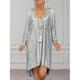 Courbe Robe casual Robe Droite Femme Mini robe manche longue plus haut bas Col V Actif du quotidien Argent Dorée Gris Automne Hiver M L XL XXL 3XL