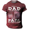 Graphic Drapeau National Rétro Vintage Design Papa T-shirt Homme 3D effet T shirt Tee Papa T-shirt Extérieur du quotidien Des sports T-shirt Noir Rouge Bleu Manche Courte Col Ras du Cou Chemise