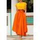 Femme Jupe Balançoire Jupes de travail Jupe longue Maxi Jupes Couleur Pleine Utilisation Casual Quotidien Automne Mélange de Coton Vêtement de rue Jaune Rouge Orange