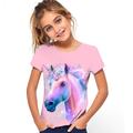 mignon mode animal à manches courtes enfants 3d imprimé t-shirt hommes et filles ras du cou à manches courtes