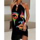 Mini robe Femme Robe Droite Sans Manches Eté Printemps - Mode Moderne Imprimer Abstrait Dos nu Vacances Robe d'été Robe de printemps 2023 Noir S M L XL 2XL 3XL