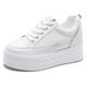 Femme Basket Chaussures haussantes Baskets à plateforme Chaussures blanches Extérieur du quotidien Couleur Pleine Plateau Bout rond Sportif Décontractées Marche Faux Cuir Polyuréthane Lacet Blanc