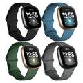 Paquet de 4 Bracelet de montre connectée Compatible avec Fitbit Versa 3 Sense Versa 4 Sense 2 Silicone Montre intelligente Sangle Ajustable Femme homme Bracelet Sport Remplacement Bracelet