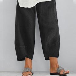 Femme Grande Taille Chino short capri Pantalon baggy Sportif Décontractées Chino Mollet Taille moyenne Couleur unie Poche Bouffant Micro-élastique Vacances du quotidien Fin de semaine Noir bleu
