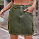 Femme Jupe Jupe cargo Droite Au dessus du genou Jupes Poche Imprimer Couleur Pleine Casual Quotidien Printemps été Coton Jean Mode Noir Vert Véronèse