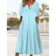 Robe casual Robe d'été Femme Robe mi-longue Bouton Poche Extérieur du quotidien Vacances Mode Moderne Col fendu Manche Courte 2023 Ample Bleu clair S M L XL XXL