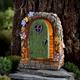 Miniatures de jardin de porte de fée solaire, porte de fée avec marches, accessoires de jardin de fée en résine, décoration de jardin d'arbre, ornements de lueur de jardin imperméables
