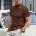 Homme T-shirt Faux col roulé Manches courtes Col roulé Été Uni Designer Basique Moderne Contemporain Vacances Rue Sortir Vin Noir Blanche T-shirt haut de gamme pour homme