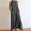 robe longue femme robe maxi noir gris blanc sans manches couleur pure printemps été s m l xl xxl xxxl