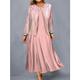 Femme Grande Taille Ensemble Robe Deux Pièces Robe casual Robe Ensemble Robe deux pièces Extérieur du quotidien Mature Imprimer Robe mi-longue Col Ras du Cou manche longue Feuille Ample Rose Claire