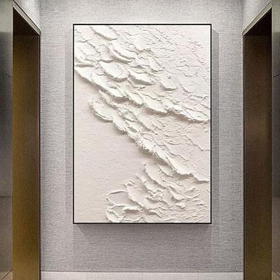 vagues blanches peinture abstraite blanc 3d art texturé blanc texturé art mural art minimaliste décor à la maison cadre tendu prêt à accrocher