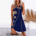 Mini robe Femme Robe casual Sans Manches Eté Printemps - basique Moderne Décontractées Imprimer Géométrique Col Ras du Cou Robe d'été Robe de printemps 2023 Moins de 10 Boom Vente Robe Noir Bleu S M