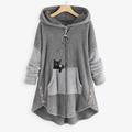 Femme Grande taille Manteau en peluche Animal Chat Casual Maison Manches Longues Col en V Normal Automne L'hiver Vert Rose Claire Gris Foncé L XL XXL 3XL 4XL / Grande Taille / Ample