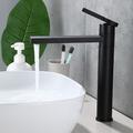 robinet de vasque de salle de bain haut 11 pouces, robinets de lavabo mitigeur d'évier montés sur le pont, robinets en laiton monobloc à poignée unique en céramique chrome noir or