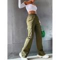 Femme Pantalon Cargo Polyester Plein Vert militaire blanc Vêtement de rue Taille haute Toute la longueur Casual Des sports Eté Printemps