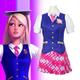 poupée Uniforme d'écolier 4 Pièces Femme Fille Cosplay de Film Y2K Bleu Rose Halloween Carnaval Mascarade Gilet Chemisier Jupe