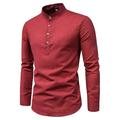 Homme Chemise Chemise Lin Chemise en lin et coton Chemisette Chemise d'été Chemise de plage Noir Blanche Rouge manche longue Plein Col Mao Printemps Automne Hawaïen Vacances Vêtement Tenue Bouton