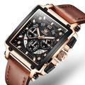 OLEVS Montre à Quartz pour Hommes Calendrier Chronographe Grand Cadran Étanche Montre en Cuir Véritable