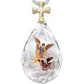 Yunjin souhaite nouveau collier croix en cristal européen et américain pendentif bicolore mode européenne et américaine collier de prière de jésus