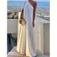 robe blanche Robe casual Robe Évasée Femme robe longue Patchwork Plein Air Vacances Rendez-vous Elégant Vêtement de rue Une Epaule Sans Manches Standard Noir Blanche Vert S M L XL