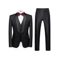 costumes de bal pour hommes argent noir blanc smokings de bal de fête 3 pièces col châle jacquard coupe ajustée simple boutonnage un bouton 2024