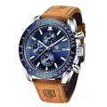 BENYAR Montres Hommes Monter à Quartz avec Bracelet en Cuir Chronographe Grand Cadran Date Analogique Montre de Sport Décontractée 30M Étanche Montres-bracelets Cadeau Élégant pour Homme