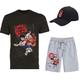 One Piece Monkey D.Luffy Manches Ajustées Shorts Casquette de Baseball Imprime Art graphique Short Tee-shirt Chapeau Pour Homme Adulte Estampage à chaud Casual Quotidien