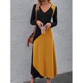 Robes Maxi Femme Robe T-Shirt Robe Tee Robe Bloc Géométrique Imprimé Poche Col V Robe Longue Date Quotidienne Manches Longues Printemps Automne