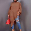 robe t-shirt courbe taille plus pour femme robe t-shirt couleur unie col roulé froncé à manches longues automne printemps décontracté maxi robe longue tenue décontractée quotidienne