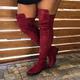 Femme Bottes Chaussettes Grandes Tailles Bottes sexy Soirée Nouvelle An du quotidien Cuissardes Hiver Talon Plat Mode Sexy Classique Faux suède Rouge Violet Marron