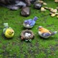 4pcs / set mini oiseau et nid d'oiseau, accessoires de jardin de fées, figurines miniatures fée jardin miniature mousse paysage bricolage accessoires d'ornement, décor de paysage miniature, décor de